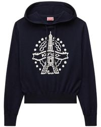 KENZO - Eiffel Tower Embroidered Hoodie - Lyst