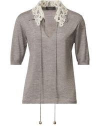 Fabiana Filippi - Lace-Collar Short-Sleeved Top - Lyst