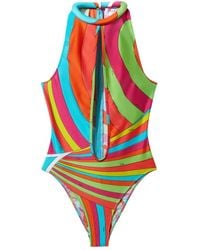 Emilio Pucci - Iride-print Halterneck Swimsuit - Lyst