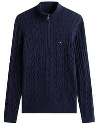 Tommy Hilfiger - Pull En Maille Torsadée À Col Zippé - Lyst