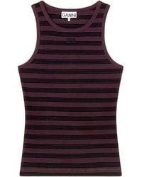 Ganni - Chocolate Tank Top Stripes - Lyst