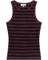 Ganni - Chocolate Tank Top Stripes - Lyst