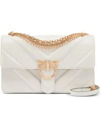 Pinko - Medium Love Bag One Chevron Chain Leather Shoulder Bag - Lyst