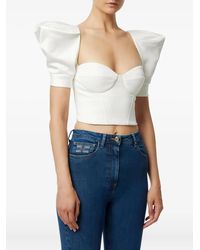 Elisabetta Franchi - Bustier-Top mit Ballonärmeln - Lyst