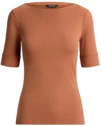 Ralph Lauren - Boat-Neck Turn-Up Cuff Top - Lyst