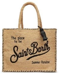 MC2 Saint Barth - Embroidered Raffia Tote Bag - Lyst