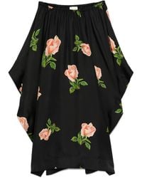 Nanushka - Rose-Print Drape-Hem Skirt - Lyst