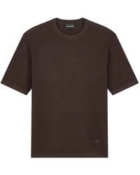Emporio Armani - Waffle-Knit Short-Sleeve Sweater - Lyst