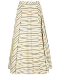 Thierry Colson - Audrey Striped Button-Fastening Long Skirt - Lyst