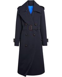 Burberry Oversized Lapel Gabardine Trench Coat - Blue