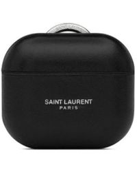 Saint Laurent - Logo-print Leather Airpods Case - Lyst