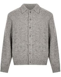 YMC - Cardigan En Maille Mouchetée À Damier - Lyst