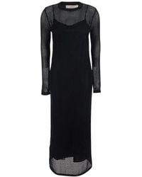 Jucca - Vestido Midi Con Capa De Malla - Lyst