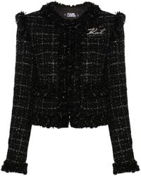 Karl Lagerfeld - Logo-plaque Tweed Jacket - Lyst