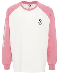 Aape By A Bathing Ape - T-Shirt Met Lange Raglan Mouwen En Logo - Lyst