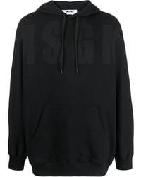 MSGM - Logo-Print Cotton Hoodie - Lyst