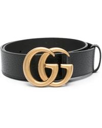 Gucci - Leren Riem Met Gg-Gesp - Lyst