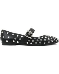 KARL LAGERFELD - Stud-Embellished Buckle Ballet Flats - Lyst