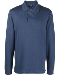 Giorgio Armani - Long-sleeve Cotton-blend Polo Shirt - Lyst