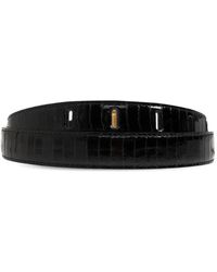 Balmain - Crocodile-Effect Leather Belt - Lyst