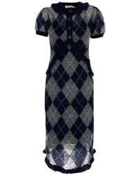 ShuShu/Tong - Argyle-Knit Ruffled-Trim Midi Dress - Lyst