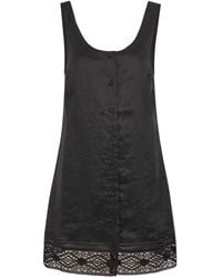 FRAME - The Heirloom Lace-Trim Sleeveless Button-Up Ramie Mini Dress - Lyst
