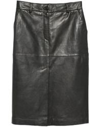 P.A.R.O.S.H. - Panelled Leather Midi Skirt - Lyst