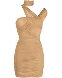 Alexander Wang - Neutral Asymmetric Ruched Dress - Women's - Spandex/elastane/polyamide - Lyst