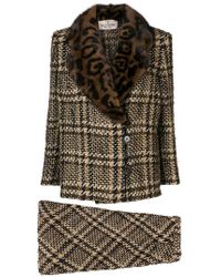 Valentino 1970's Valentino Printed Mink Fur Suite - Brown