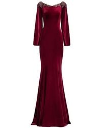 Gemy Maalouf - Long-Sleeve Velvet Maxi Dress - Lyst