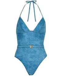 Balmain - Logo-Plaque Swimsuit - Lyst