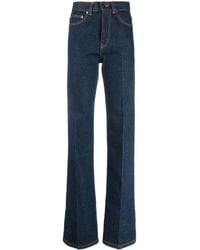 Saint Laurent - Clyde High-rise Wide-leg Jeans - Women's - Cotton/calf Leather - Lyst