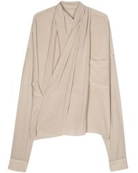 Quira - Crepe Silk Shawl Blouse - Lyst