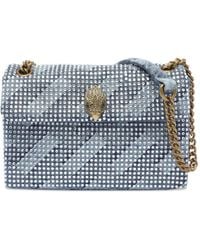 Kurt Geiger - Kensington Schultertasche Aus Denim Mit Nieten - Lyst