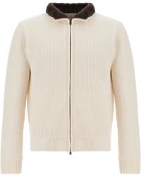 Herno - Ribbed-Knit Wool Cardigan - Lyst
