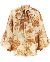 Zimmermann - Indra Tie-Neck Blouse - Lyst