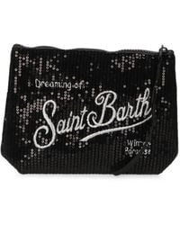 MC2 Saint Barth - Aline Sequin-Embellished Velvet Clutch Bag - Lyst