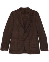 Caruso - Check-Pattern Single-Breasted Blazer - Lyst