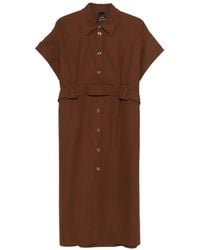 Pinko - Midi-Blousejurk Met Knopen En Ceintuur - Lyst