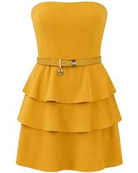 Elisabetta Franchi - Belted Tiered Mini Dress - Lyst