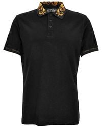 Versace Jeans Couture - Baroque-Trim Polo Shirt - Lyst