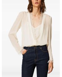 Twinset - Georgette Blouse Met Kant - Lyst