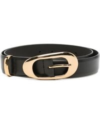 Twinset - Leather Belt With Oval T Buckle - Lyst