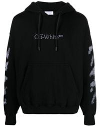 Off-White c/o Virgil Abloh - Diag Stripe-embroidered Cotton Hoodie - Lyst