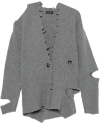 Haikure - Distressed Ribbed-Knit Cardigan - Lyst