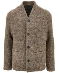 Emporio Armani - Bouclé-Knit Single-Breasted Jacket - Lyst