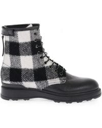 Woolrich - Check Wool-Panelled Leather Ankle Boots - Lyst