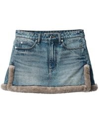 Alexander Wang - Faux-Fur Trim Denim Skirt - Lyst