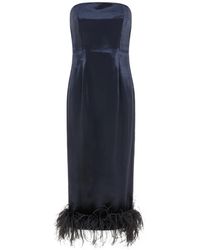 16Arlington - Robe Mi-Longue Minelli En Velours À Ornements De Plumes - Lyst