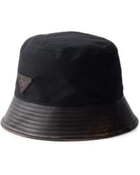 Prada - Technical Cotton And Leather Bucket Hat - Lyst